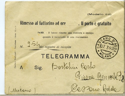 Cassano adda telegramma - cassano, d'adda
