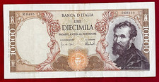 BANCONOTA  ITALIA 10000 LIRE MICHELANGELO Tipo conservaz. BB/SPL decr 27/11/1973