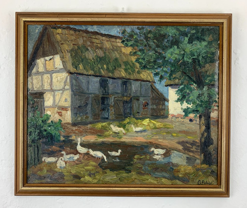 Dipinto olio pittura gertrude - pittura,
