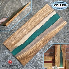 Zassenhaus - Tagliere per servire in legno d'olivo e resina verde - 45x22x1,5cm