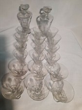 ANTICO PREZIOSO  SERVIZIO ART DECO' 18 BICCHIERI 2 BOTTIGLIE  CRISTALLO 