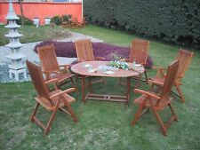 Set giardino in legno teak - tavolo ovale allungabile + 6 poltroncine pieghevoli