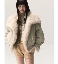 Giacca parka collo pelliccia originale invernale donna caldo peluche corto spesso cappotto casual