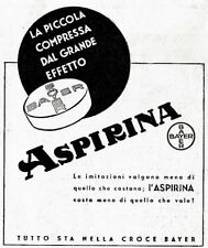 PUBBLICITA' 1933 ASPIRINA BAYER  COMPRESSA MEDICINA FARMACIA MEDICO CROCE