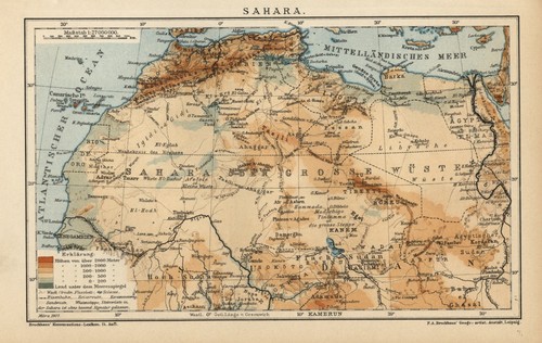 1897 antica mappa sahara - 1897,