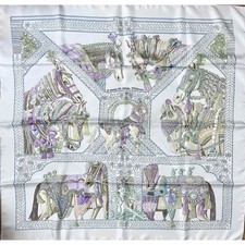 Foulard Hermes La Danse Du Cheval Marwari 90 Cm Seta Azzurro Chiaro Cavallo 35"