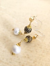 orecchini in stile etnico in argento 925 e perle naturali