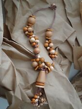 COLLANA GIROCOLLO IN LEGNO REALIZZATA A MANO PEZZO UNICO COLORE NATURALE 