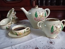 Gualdo Tadino servizio caffè vintage ceramica dipinta a mano bordi oro vintage