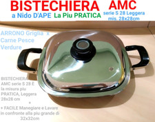 Pentola Amc S28 BISTECHIERA Quadra ARRONDO 28cm Griglia Nido D'APE x Carne Pesce