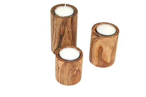 Portacandele legno olivo - in,