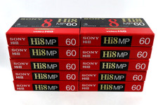 Videocassetta Sony Hi8 MP60 8mm lotto di 10 nastri sigillati made in Japan nuovi