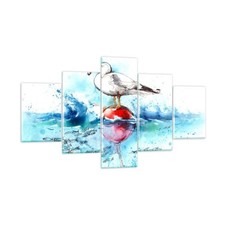 Quadro su Vetro 125x70cm Acqua pesci Gabbiano fame Stampe Moderni Murale