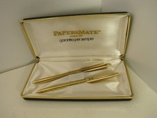 1 Set Parure Papermate Paper mate vintage portamine penna a sfera dorata oro