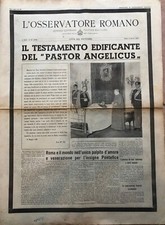 Raro Morte Papa Pio XII giornale L'Osservatore Romano originale 11 ottobre 1958