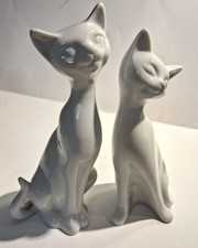 Pair Porcelain Siamese White