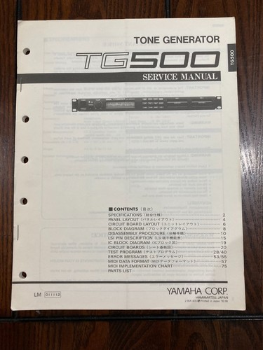 Yamaha tg500 manuale - manuale, di