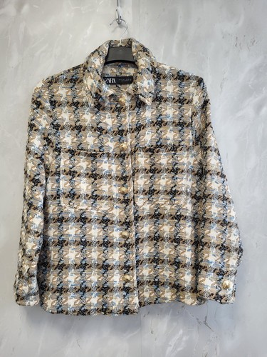 Giacca zara beige bianco blu - giacca,