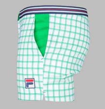 Pantaloncini da tennis retrò Fila Vintage Borg (Brookes) - Bianco/Verde - ESCLUSIVI! 2025