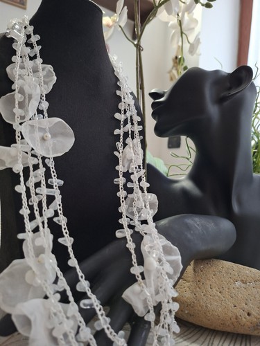Collana lunga donna bianca - collana,