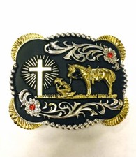 Praying cowboy belt - cowboy, buckle