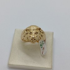 ANELLO DA UOMO TESTA DI LEONE IN ORO GIALLO 18KT  9,6 GR.  N.24 (8342)