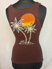 canotta grafica marrone guess