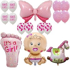 Palloncini decorazioni Nascita e Battesimo bambina rosa it's a girl set da 16 pz