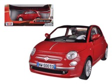 Modellino Fiat 500 Nuova Cabrio Rosso 1/24 Diecast