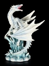 Statuetta Drago - Fry Con Cristalli di Ghiaccio - Fantasy Gotico Decorativa