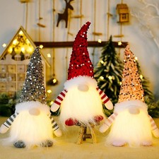 3 Pezzi Elfo Babbo Natale, Gnomi con LED Luce, Brillantini, 30 Cmx10 Cm 