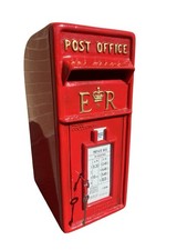 Cassetta postale rossa ER parete Royal Mailbox ghisa pesante anteriore acciaio retro lettera