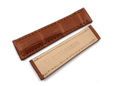 Cinturino Lusso Vera Pelle Coccodrillo Marrone Chiaro 20/16mm Fatto a mano New