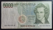 5000 lire 25/07/2001 Bank of