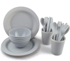 Set 24 pezzi piatti plastica