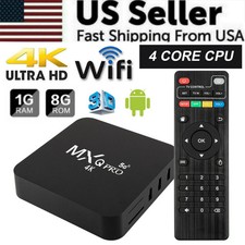 MXQ Pro 4K Ultra HD 64Bit Wifi Android 7.1 Quad Core Smart TV Box Lettore multimediale