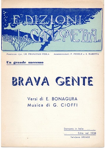 Spartito musicale brava gente - spartito,