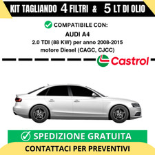 Tagliando per AUDI A4 2.0 TDI 88 kw - 5 Lt di Castrol + 4 Filtri anno 2008-2015