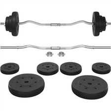 Set Manubri Sollevamento Pesi 20 kg in Ferro Bilanciere con Piastre 2