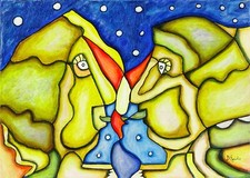 Maurizio D'Egidio -Dipinto, acrilico e inchiostro su tela, 35x25x2cm, anno 2018