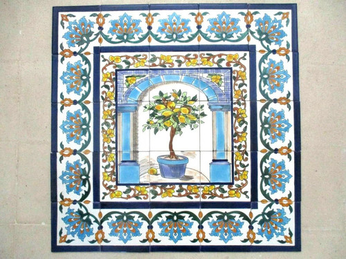 Piastrella ceramica dipinta - , a