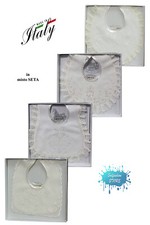 Bavette bavaglini in SETA ricamate e merlettate made in Italy battesimali e non