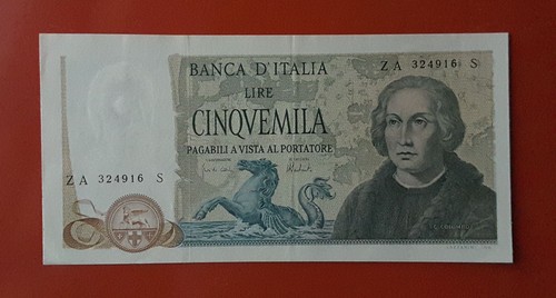 Banconota 5000 lire - lire, colombo
