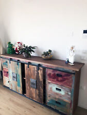 Mobile credenza madia stile INDUSTRIAL in legno massello 200x50h90cm SU MISURA