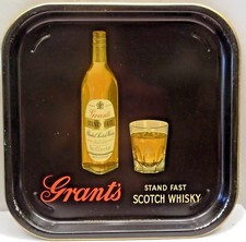 GRANTS SCOTCH WHISKY Pubblicità Latta Vassoio Glasgow Nero Raro Collectibls Dose