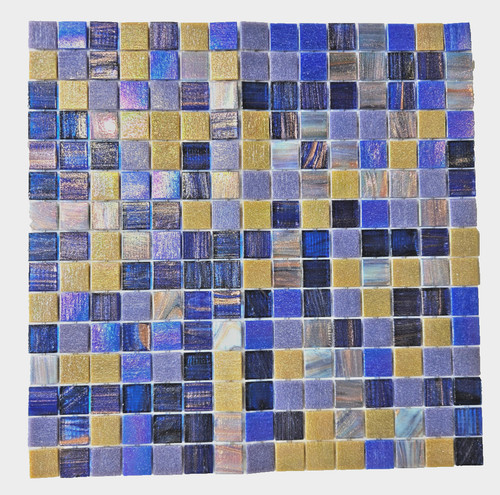 Mosaico vetro misto blu - , oro