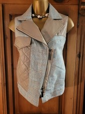 Gilet nuovo con etichette Trendy Lauren Vidal Aqua beige scintillante taglia da 10 a 12 prezzo consigliato £ 256
