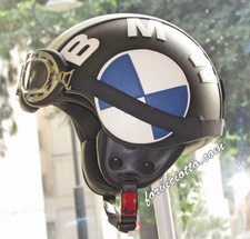 Casco vintage in pelle personalizzato ricamo BMW Motorrad café racer scrambler