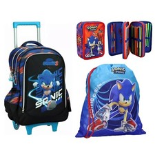 Sonic Prime Set Zaino Trolley Grande Astuccio 3zip Scuola Elementare Bambino