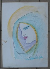 NOVELLA PARIGINI ? GESSETTI COLORATI MATITE COLORATE VOLTO MADONNA MADONNINA